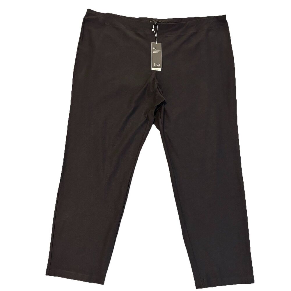 Eileen Fisher Slim Ankle Pants With Yoke Graphite Gray Pull On NWT - Size 3X